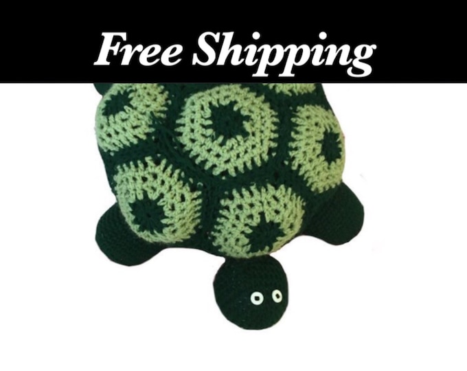 Large Green Crochet Turtle