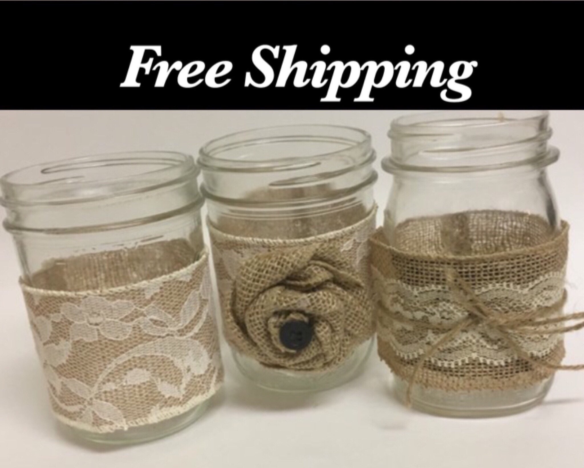 Mason Jar Mason Jar Wrap Burlap Rustic Wedding Free Etsy