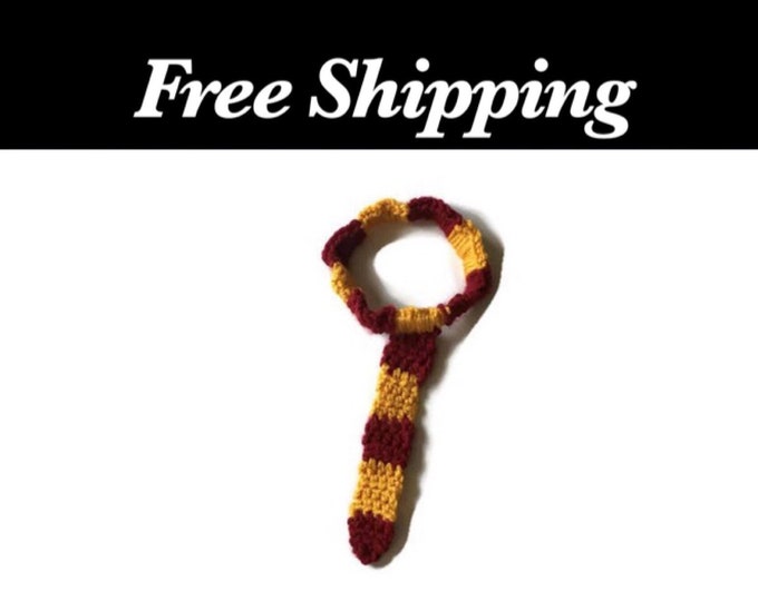 Crochet Red and Gold Toddler Tie