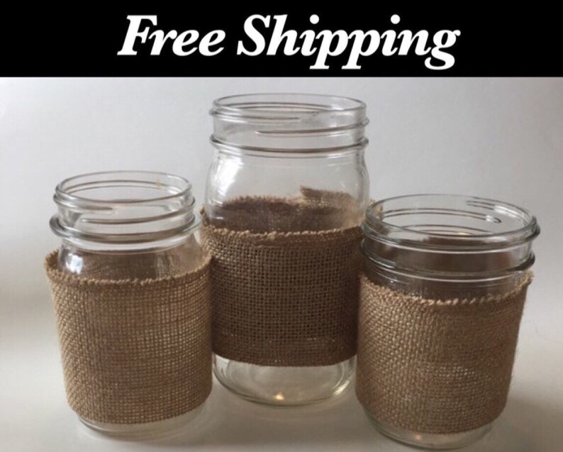 Mason Jar Wraps Free ShippingMason Jar Burlap Centerpieces Etsy