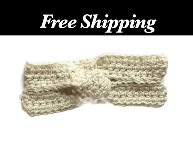 White Twisted Crochet Ear Warmer