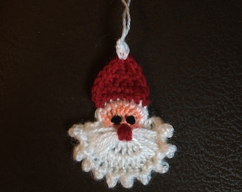 Crochet Santa Ornement, Stocking Stuffer, Cadeau de Noel, Crochet Ornement