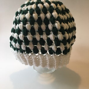 Green and White Crochet Hat, Free Shipping, Photo Prop, Halloween, Cosplay, Baby, Beanie, Crochet Hat, Crochet Hat Men, Messy Bun Hat image 4