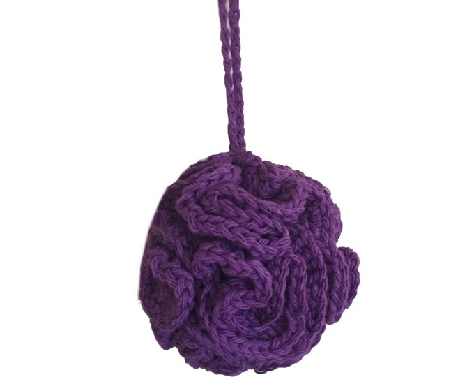 Purple Crochet Bath Pouf, Eco-Friendly