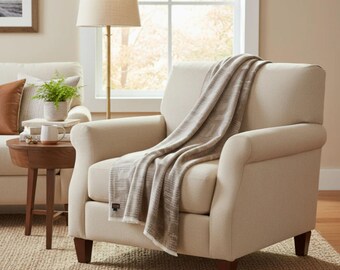Baby Alpaka Decke Camel Beige Melange Weicher Luxus Couch Bett 71x51