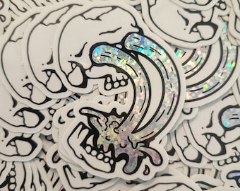 Crying Glitter Skull Sticker