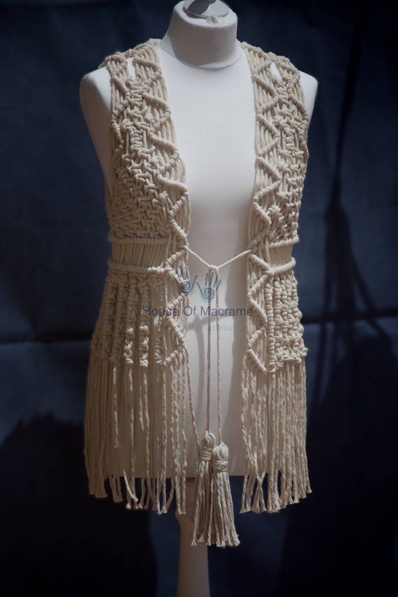 Macrame kimono macrame vest macrame top macrame cape Etsy