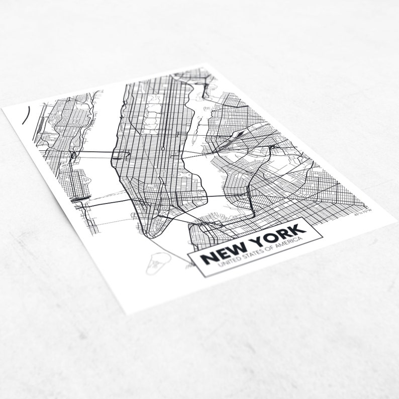 New York Map Print New York Map Poster Printable NYC City Etsy