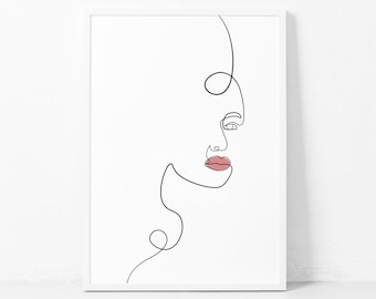 Donna Faccia Linea Arte Donna Minimal Sketch Disegno Astratto Single Line Wall Art One Line Abstract Face Artwork Fine Art Print Female Print