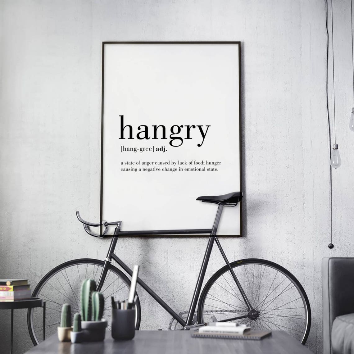 Dessous De Verre Drôle – Définition Hangry, Faim = Colère, Idéal Pour Amis Foodies, 9x9 Cm