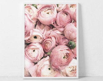 Impression de pivoine, art botanique de mur, fleurs roses, décor de chambre à coucher, affiche de roses, décor rose de mur de pivoine, impression de Prink de blush, art de mur de Florar