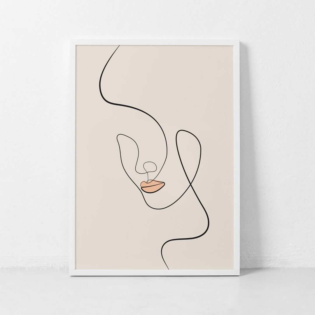 Female Face Line Art Woman Minimal Sketch Drawing Abstract Single Line ...