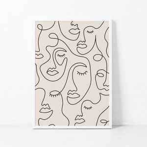 Single Line Face Art Print, Simple Line Art Female Face, Minimalist Woman Line Drawing, Woman Face One Line Art, Boho Line Art Wall Art