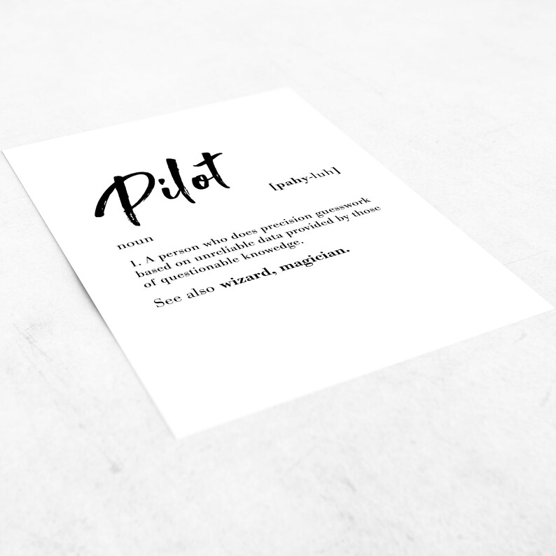 Funny Pilot Definition Printable Dictionary Definition Print Etsy