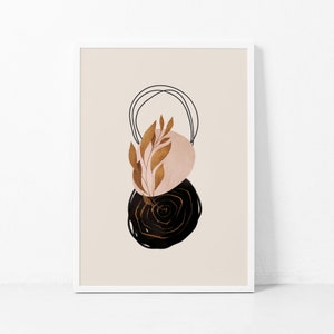 Beige Black Print, Abstract Boho Print, Abstract Flower Print, Neutral Printable Wall Art, Mid Century Modern Wall Art, Terracotta Prints