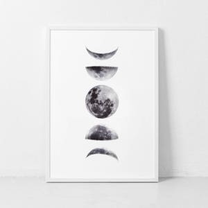 Moon Phases Print, Moon Print, Moon Poster, La Lune Print, Luna Print, Scandinavian Print, Moon Wall Art, Affiche Scandinave, Nordic Print