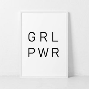 Grl Pwr Print, Girl Power Print, Feminist Prints, Bedroom Wall Art, Bedroom Decor, Feminist Gift, Girl Gift, Feminist Wall Art, Bedroom Art