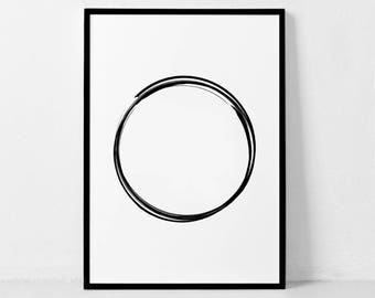 Karma Symbol, Karma Wall Art, Karma Circle, Circle Prints, Brush Line, Karma Drawing, Typography Prints, Japonase Art, Karma Sign Prints