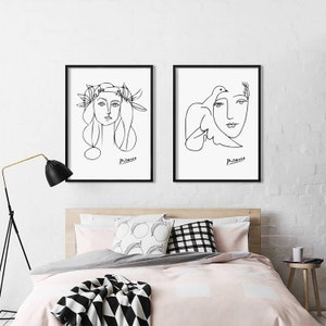 Picasso Art Print Set Head of A Woman Sketch Picasso Poster Picasso Woman Modern Minimalist Female Sketch Art Picasso Girl Set of Picasso