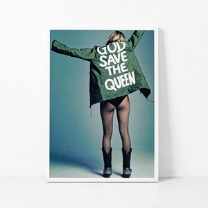 Kate Moss God Save The Queen Print Kate Moss Poster Kate Moss Wall Art Life is Joke Print Fashion Photography Monochrome Wall Art Girl Room