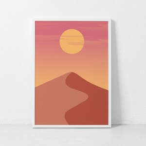 Abstract Desert Print, Neutral Sun Wall Art, Warm Color Print, Mid Century Modern Minimalist Poster, Desert Landscape Art, Boho Wall Art