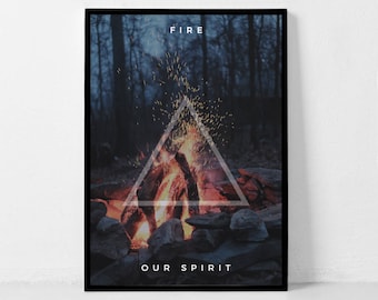 Fire Our Spirit Print, Fire Wall Art, Four Elements Fire Poster, Alchemy Elements Prints, Set of Element Prints, Affiche Scandinave