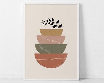 Abstract Botanical Print, Botanical Wall Art, Boho Wall Decor, Boho Botanical Print, Abstract Boho Art, Neutral Colors Abstract Wall Print