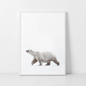 Polar Bear Print, Polar Bear Art, Bear Poster, Animal Art, Woodland Decorations, Printable Art Abstract, Minimalist Print, Instant Download.