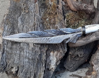 Personalized Knife, Hunting Knife Gift for Dad, Wrought iron Knife, Viking Knife, Groomsmen Knife, Damascus bowie Knife
