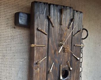 Large wall clock, Personalized gift, Natural wall clock, Modern wall clock, Anniversary gift, Rustic wall clock, Metal clock, Vintage clock