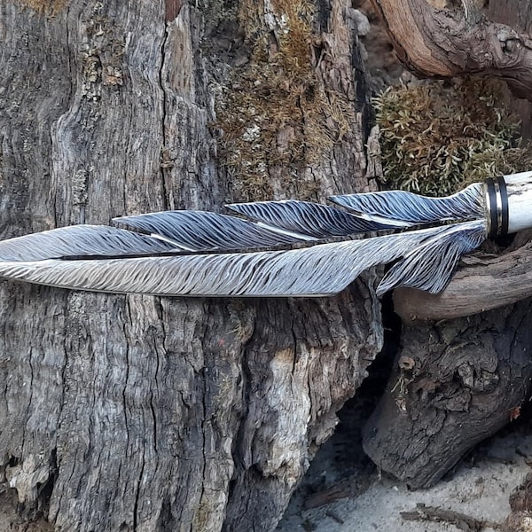 Couteau personnalisé, cadeau de couteau de chasse pour papa, couteau en fer forgé, couteau viking, couteau de garçons d'honneur, couteau bowie damas