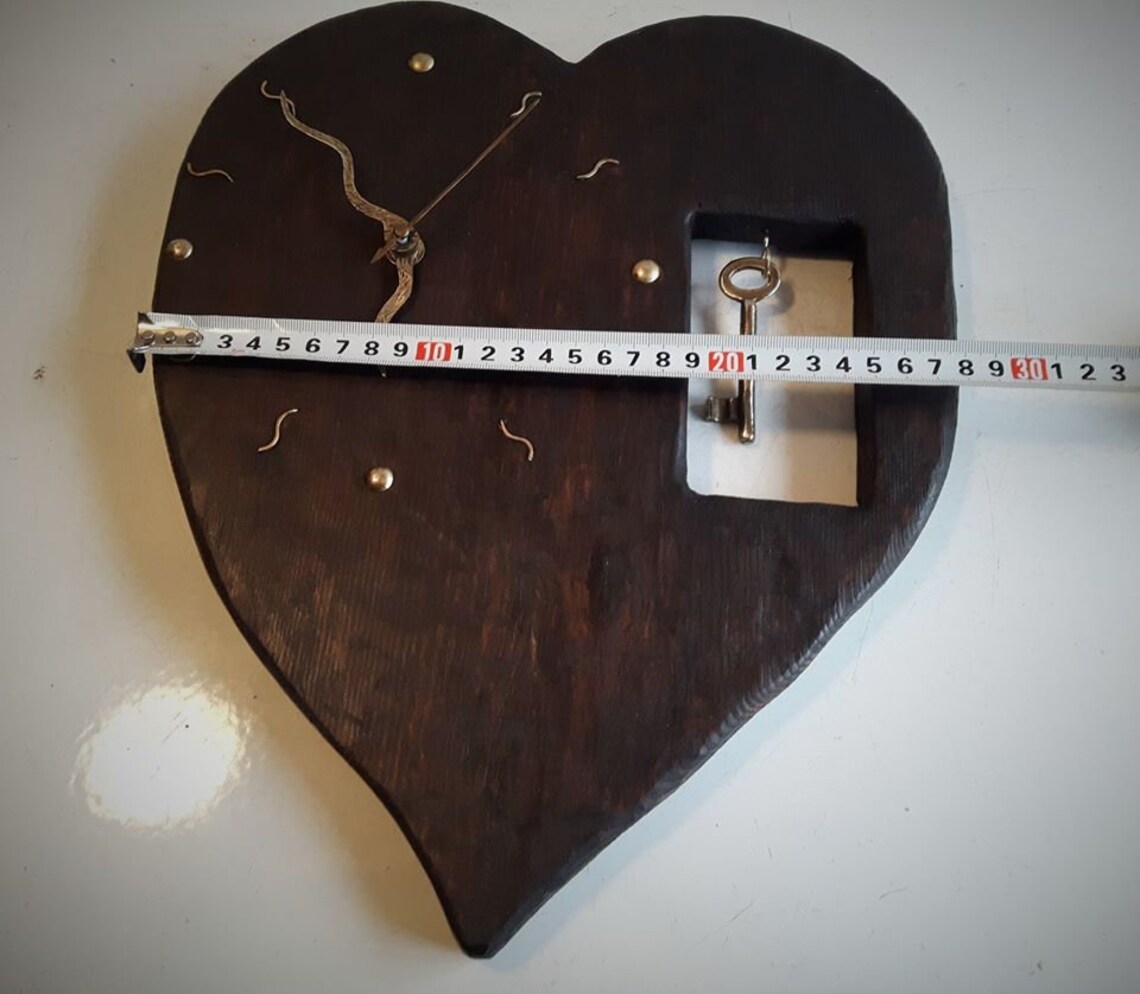Wall Clock Heart With Key. Handmade Vintage Wood Wall Clock. - Etsy