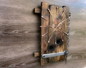 Wall clock from old Wood, Unique handmade wall clock for gift, Retro wall clock, Rustic wall clock for gift, Vintage clock, Large wall clock