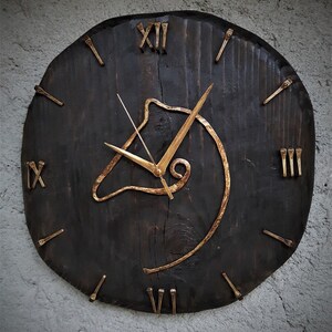 Handmade Horse Head Vintage Wood Wall Clock. Designer&#39;s Clock.