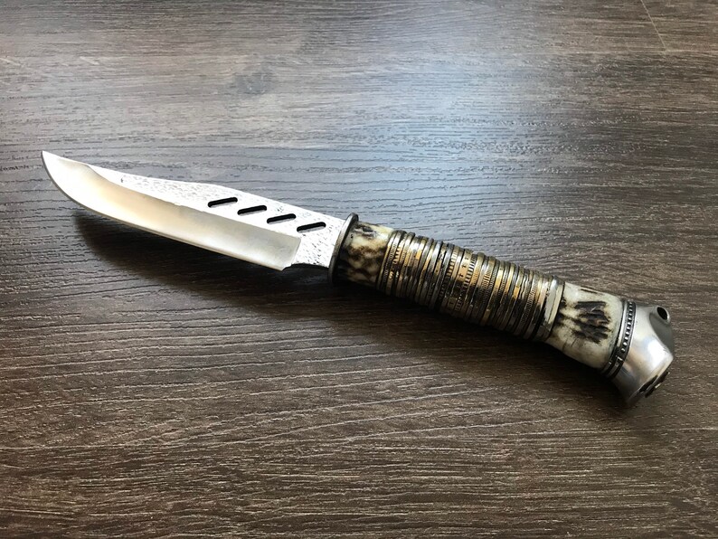 Outdoor Damascus Knife. Stainless Steel Feather Knife. Etsy