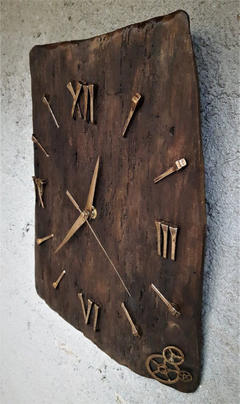 Large Handcarved Wood Wall Clock/ Brass Vintage Wall Decor Etsy