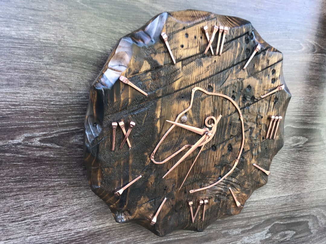 Handmade Wooden Wall Clock, Farmhouse Wall Clock, Rustic Wooden Clock ...
