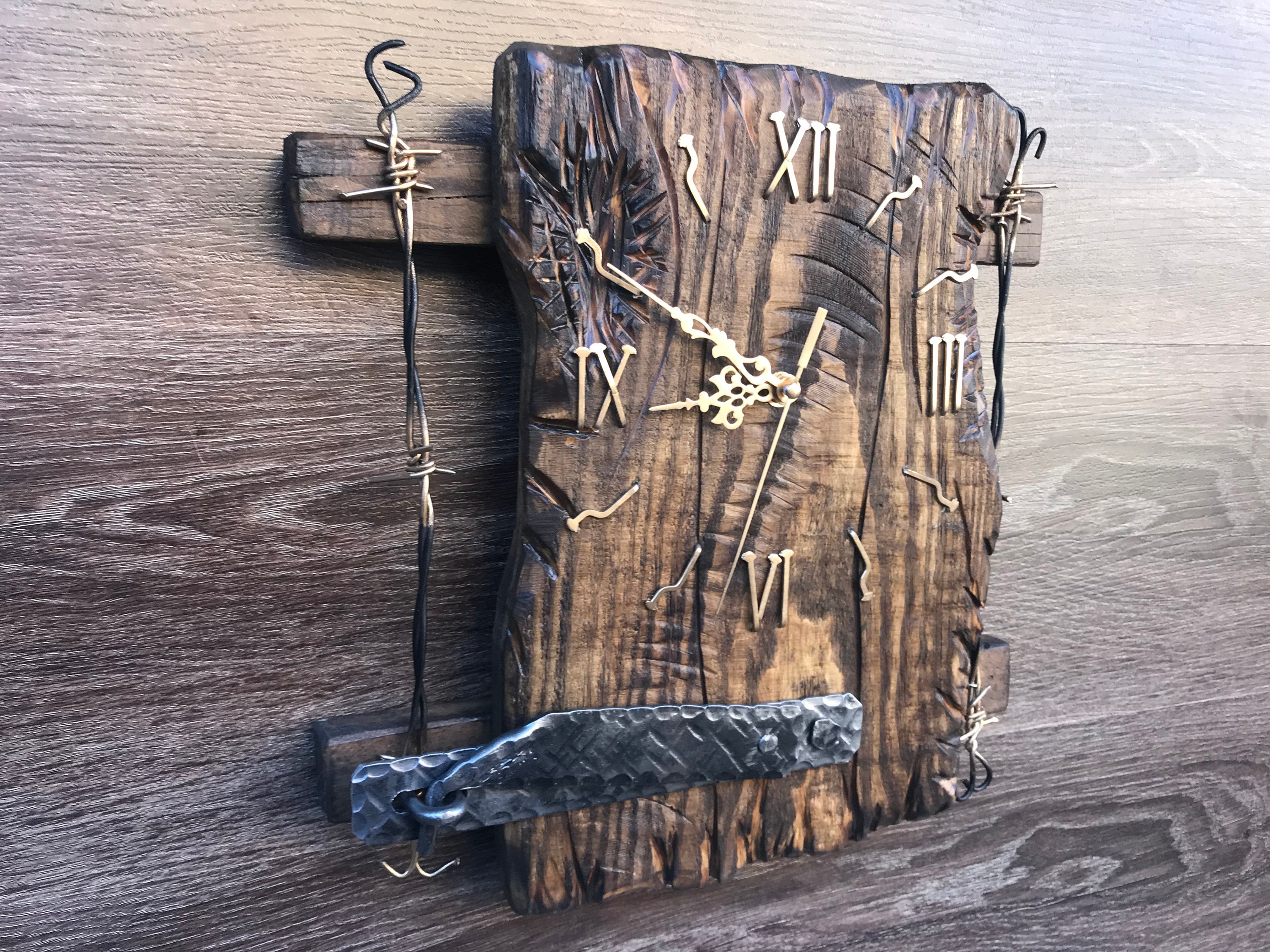 100% Handmade Wood Wall Clock - Wooden Wall Clock - Anniversary Gift ...