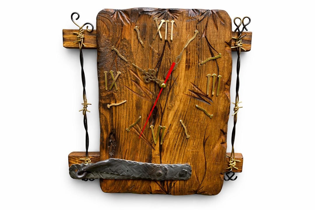 Rustic Timepiece 100% Handmade Wooden Wall Clock 33 Cm – Rustic Old Wood Timepiece ...