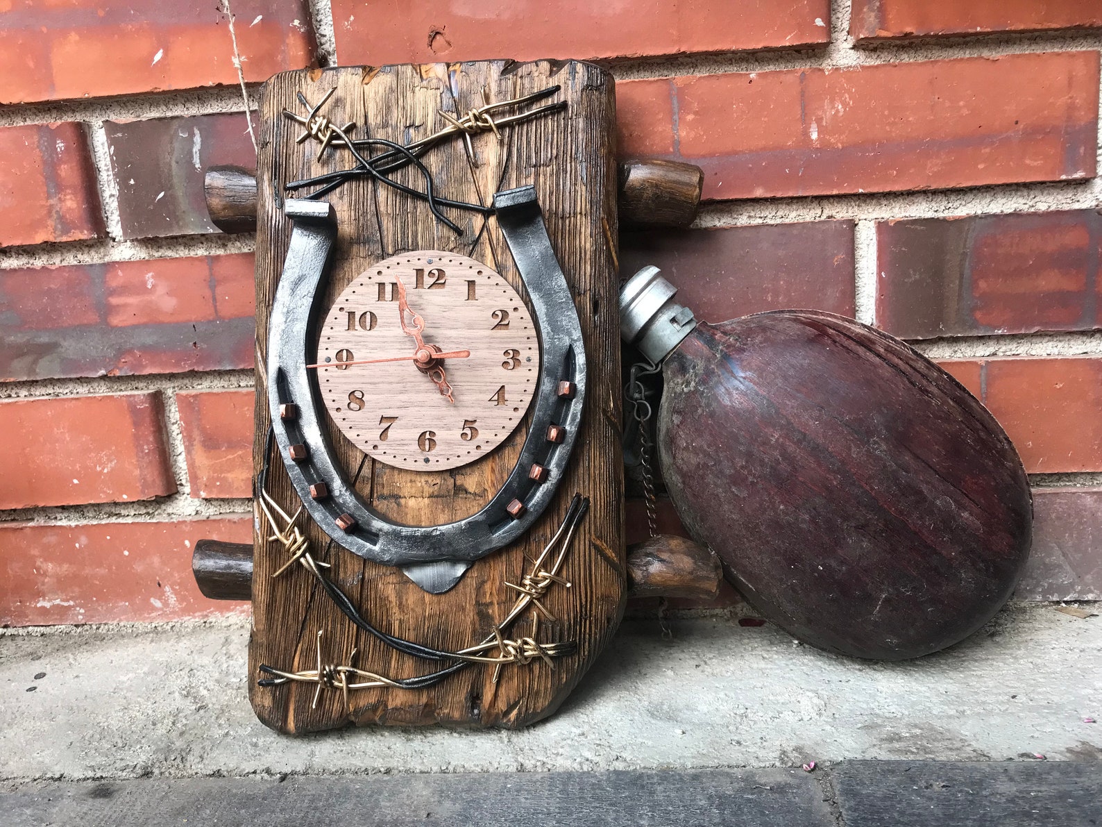 Wall Clock With Horse Decoration Handmade Wall Clock Rustic Etsy