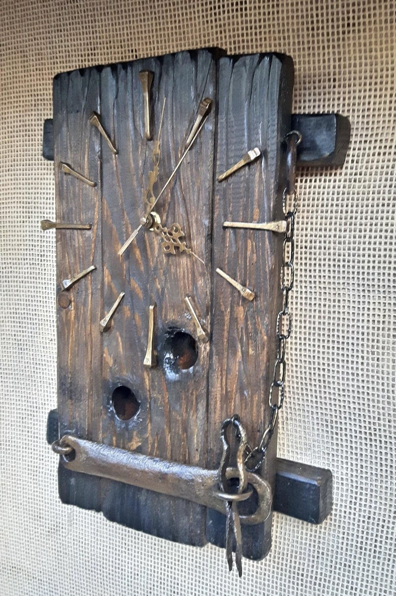 Rustic Cottage Wall Wood Clock. Handmade Clock Gift. Vintage Etsy