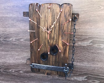 Reloj de pared vintage, regalo personalizado, reloj de pared único, reloj de pared grande, reloj de pared rústico, regalo hecho a mano, reloj de pared hecho a mano, decoración artística