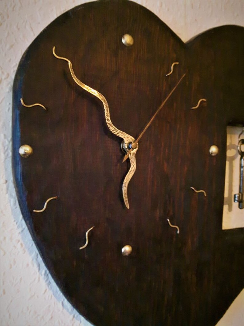Wall Clock Heart With Key. Handmade Vintage Wood Wall Clock. Etsy