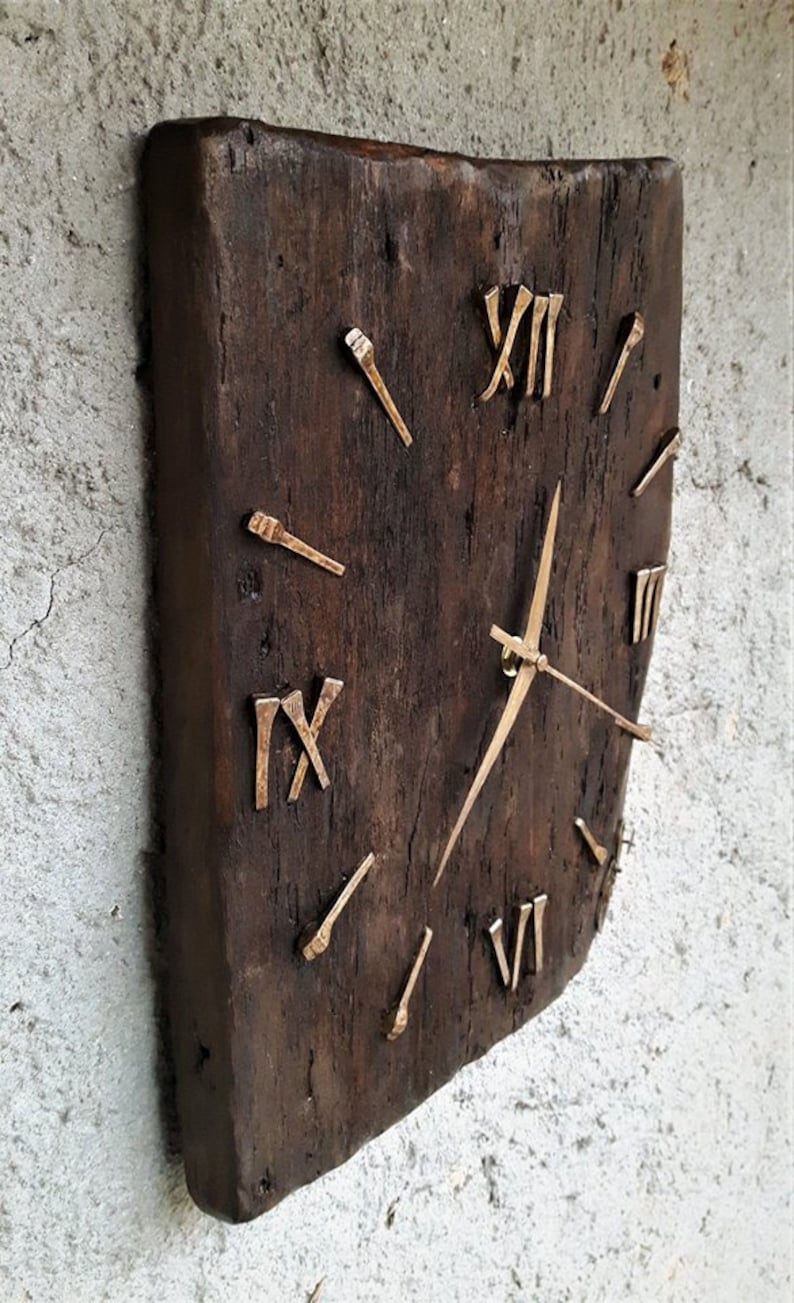 Large Handcarved Wood Wall Clock/ Brass Vintage Wall Decor Etsy