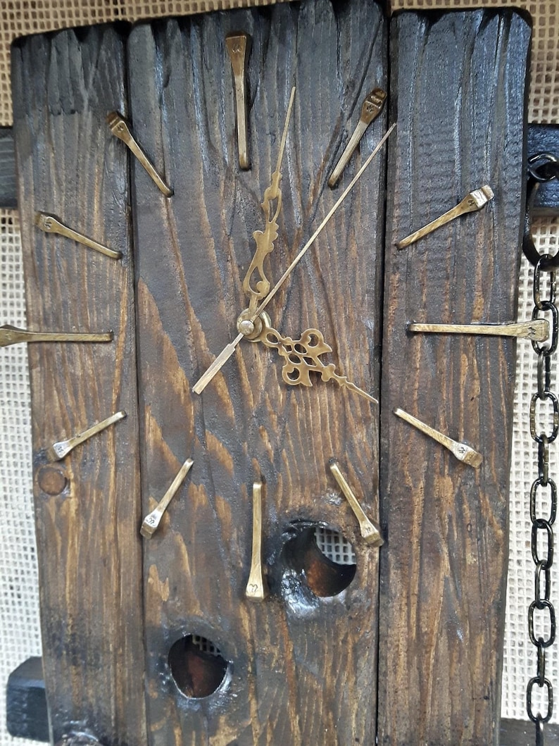 Rustic Cottage Wall Wood Clock. Handmade Clock Gift. Vintage Etsy