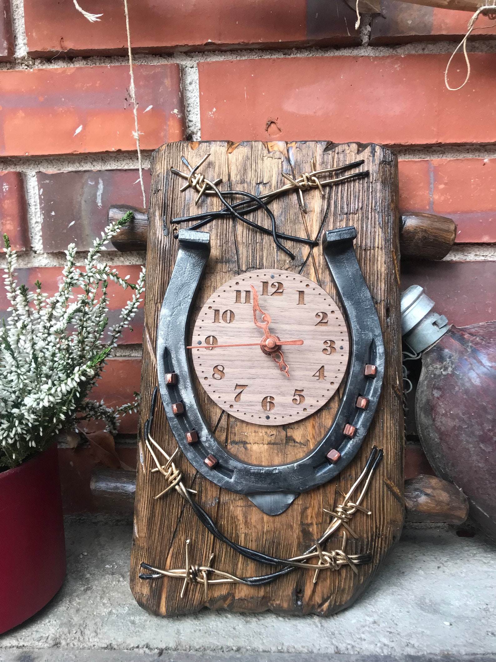 Wall Clock With Horse Decoration Handmade Wall Clock Rustic Etsy