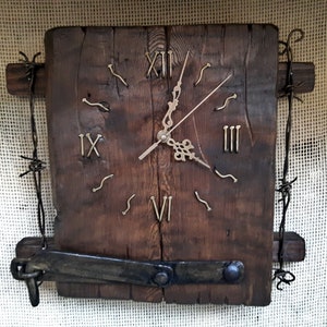 100% Handmade Wood Wall Clock. Large Vintage Wall Clock. Rustic Clock Gift.