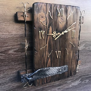 Handmade wall clock from old wood, Vintage wall clock, Unique wall clock, Modern wall clock, Rustic wall clock, Outdoor wall clock