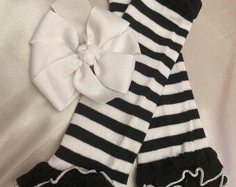 Baby leg warmers Ruffled with Hairbow - great warming Gift / Photo prop