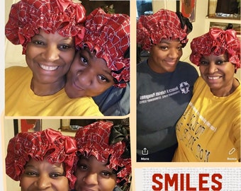 Mom & Me Satin/Cotton Bonnets "Shipped Everywhere"  (60 fabric pattern to choose from)